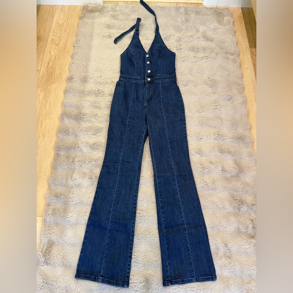 Mango Dark Blue Denim Overalls